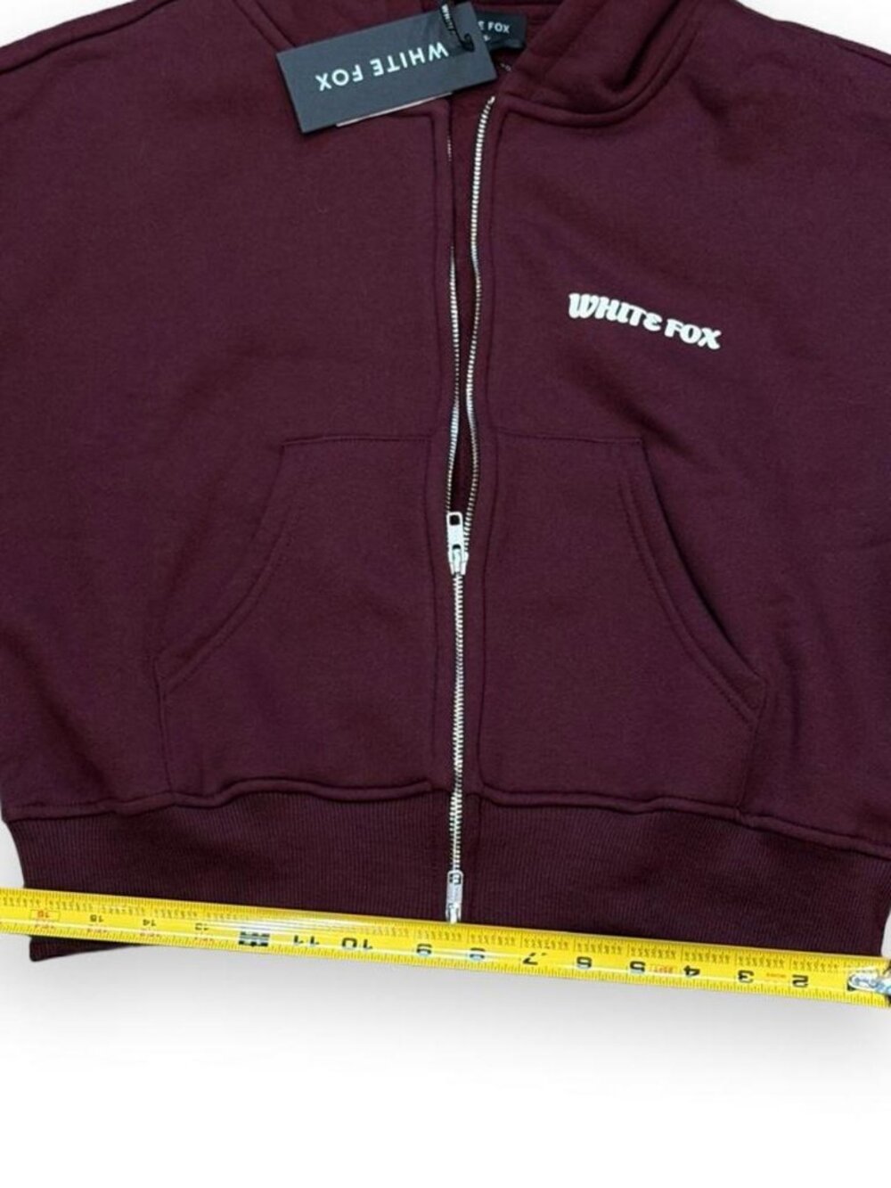White Fox Boutique Burgundy Zip Up Hoodie Oversized NWT - Picture 6 of 8